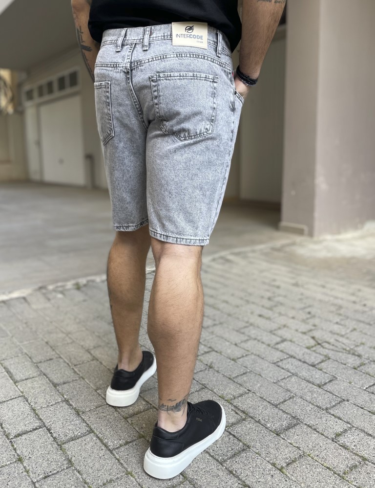 Ανδρική γκρι τζιν loose βερμούδα 40292 φωτογραφία